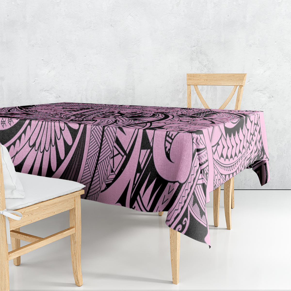Polynesia Tablecloth Tribal Polynesian Spirit With Pink Pacific Flowers - Wonder Print Shop