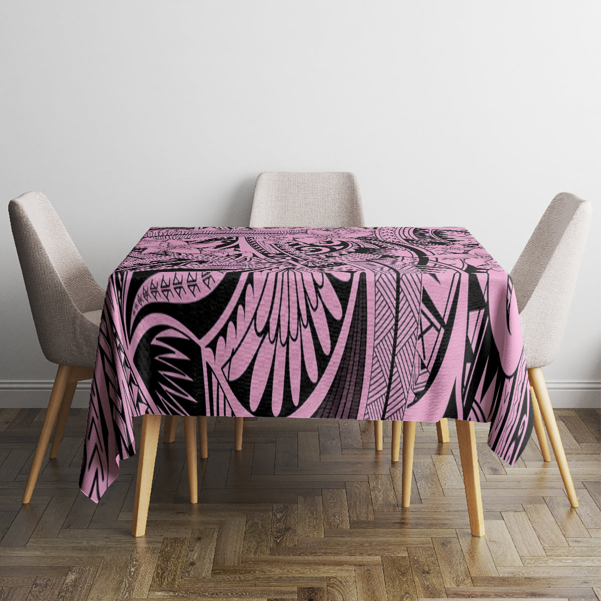Polynesia Tablecloth Tribal Polynesian Spirit With Pink Pacific Flowers - Wonder Print Shop