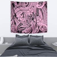 Polynesia Tapestry Tribal Polynesian Spirit With Pink Pacific Flowers - Wonder Print Shop