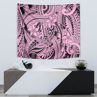 Polynesia Tapestry Tribal Polynesian Spirit With Pink Pacific Flowers - Wonder Print Shop