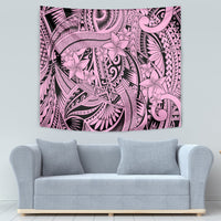 Polynesia Tapestry Tribal Polynesian Spirit With Pink Pacific Flowers - Wonder Print Shop