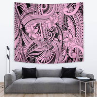 Polynesia Tapestry Tribal Polynesian Spirit With Pink Pacific Flowers - Wonder Print Shop
