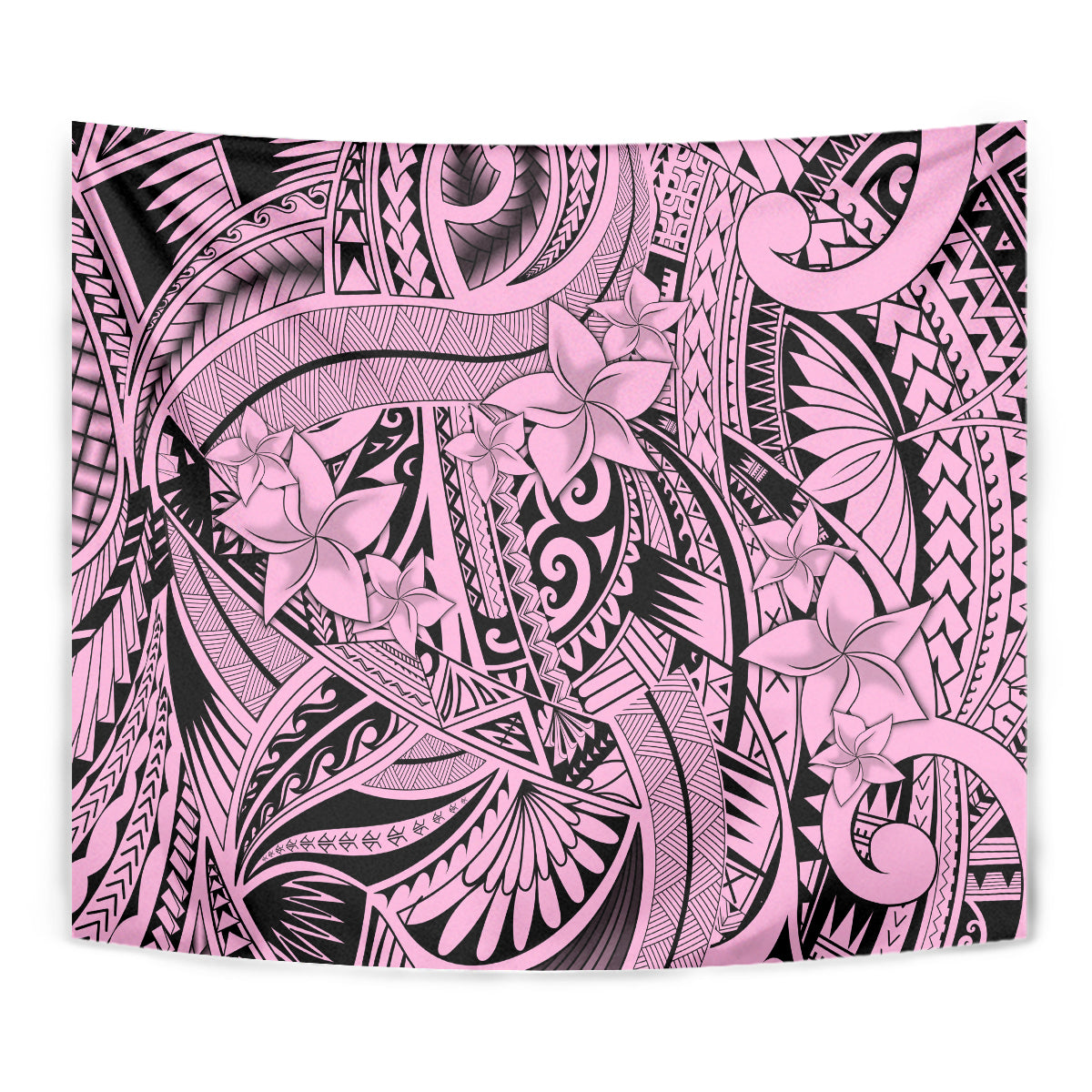 Polynesia Tapestry Tribal Polynesian Spirit With Pink Pacific Flowers - Wonder Print Shop