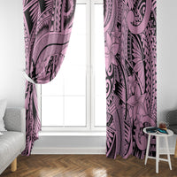 Polynesia Window Curtain Tribal Polynesian Spirit With Pink Pacific Flowers - Wonder Print Shop