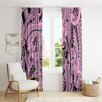Polynesia Window Curtain Tribal Polynesian Spirit With Pink Pacific Flowers - Wonder Print Shop