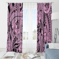 Polynesia Window Curtain Tribal Polynesian Spirit With Pink Pacific Flowers - Wonder Print Shop