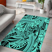 Polynesia Area Rug Tribal Polynesian Spirit With Teal Pacific Flowers LT9 - Wonder Print Shop