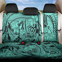Polynesia Back Car Seat Cover Tribal Polynesian Spirit With Teal Pacific Flowers LT9 - Wonder Print Shop