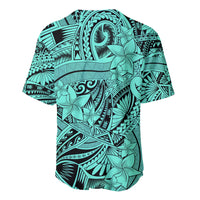 Polynesia Baseball Jersey Tribal Polynesian Spirit With Teal Pacific Flowers LT9 - Wonder Print Shop