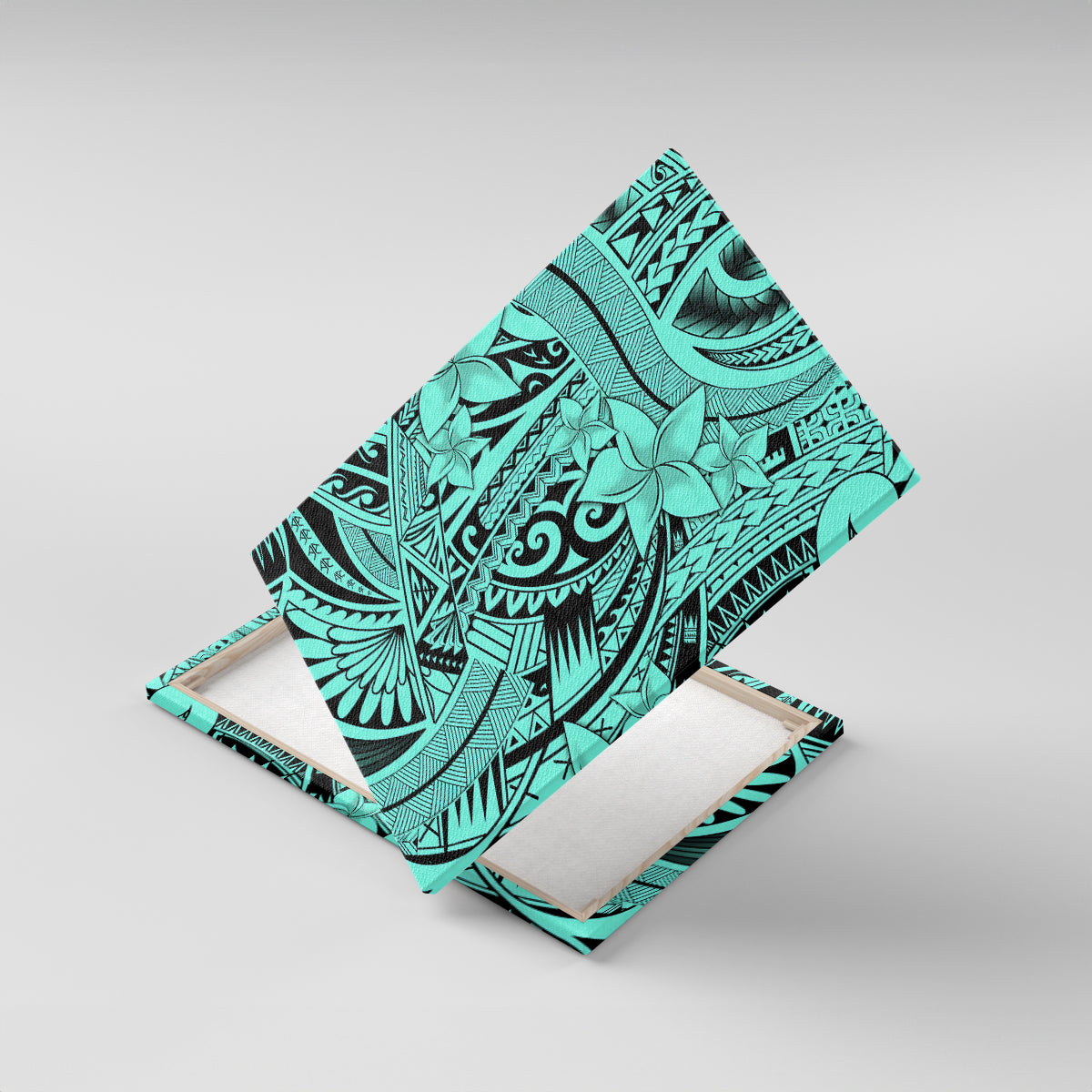 Polynesia Canvas Wall Art Tribal Polynesian Spirit With Teal Pacific Flowers LT9 - Wonder Print Shop