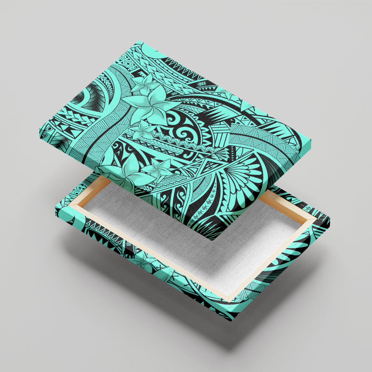 Polynesia Canvas Wall Art Tribal Polynesian Spirit With Teal Pacific Flowers LT9 - Wonder Print Shop