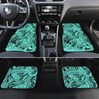 Polynesia Car Mats Tribal Polynesian Spirit With Teal Pacific Flowers LT9 - Wonder Print Shop
