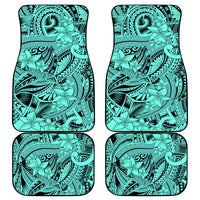 Polynesia Car Mats Tribal Polynesian Spirit With Teal Pacific Flowers LT9 - Wonder Print Shop