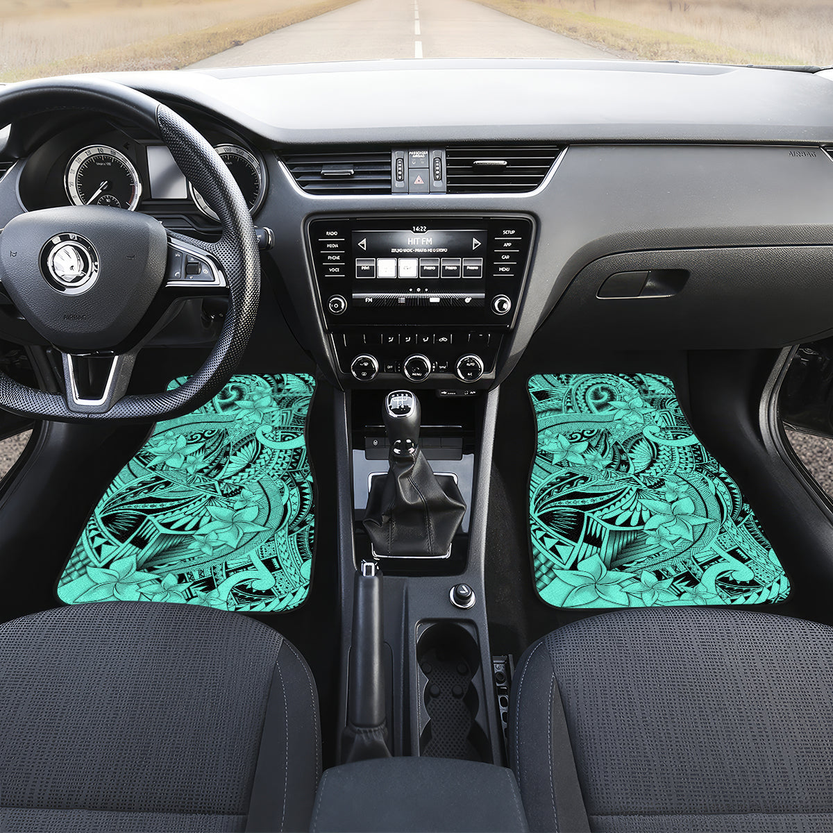 Polynesia Car Mats Tribal Polynesian Spirit With Teal Pacific Flowers LT9 - Wonder Print Shop