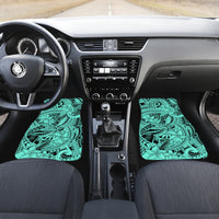 Polynesia Car Mats Tribal Polynesian Spirit With Teal Pacific Flowers LT9 - Wonder Print Shop