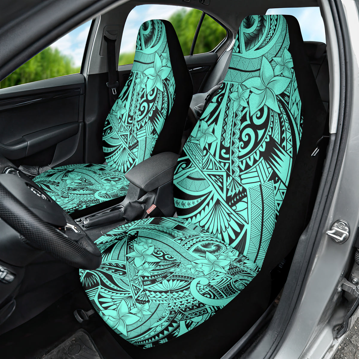 Polynesia Car Seat Cover Tribal Polynesian Spirit With Teal Pacific Flowers LT9 - Wonder Print Shop