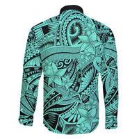 Polynesia Family Matching Puletasi Dress and Hawaiian Shirt Tribal Polynesian Spirit With Teal Pacific Flowers - Wonder Print Shop