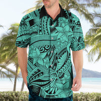 Polynesia Hawaiian Shirt Tribal Polynesian Spirit With Teal Pacific Flowers - Wonder Print Shop