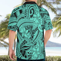 Polynesia Hawaiian Shirt Tribal Polynesian Spirit With Teal Pacific Flowers - Wonder Print Shop
