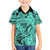 Polynesia Kid Hawaiian Shirt Tribal Polynesian Spirit With Teal Pacific Flowers - Wonder Print Shop