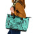 Polynesia Leather Tote Bag Tribal Polynesian Spirit With Teal Pacific Flowers - Wonder Print Shop