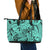 Polynesia Leather Tote Bag Tribal Polynesian Spirit With Teal Pacific Flowers - Wonder Print Shop