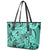 Polynesia Leather Tote Bag Tribal Polynesian Spirit With Teal Pacific Flowers - Wonder Print Shop