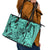 Polynesia Leather Tote Bag Tribal Polynesian Spirit With Teal Pacific Flowers - Wonder Print Shop