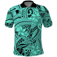 Polynesia Polo Shirt Tribal Polynesian Spirit With Teal Pacific Flowers - Wonder Print Shop