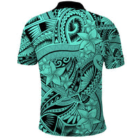 Polynesia Polo Shirt Tribal Polynesian Spirit With Teal Pacific Flowers - Wonder Print Shop