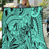 Polynesia Quilt Tribal Polynesian Spirit With Teal Pacific Flowers - Wonder Print Shop