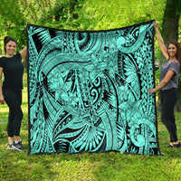 Polynesia Quilt Tribal Polynesian Spirit With Teal Pacific Flowers - Wonder Print Shop
