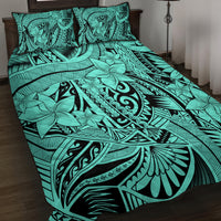 Polynesia Quilt Bed Set Tribal Polynesian Spirit With Teal Pacific Flowers - Wonder Print Shop