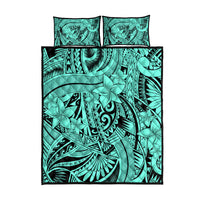 Polynesia Quilt Bed Set Tribal Polynesian Spirit With Teal Pacific Flowers - Wonder Print Shop