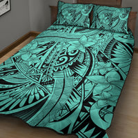 Polynesia Quilt Bed Set Tribal Polynesian Spirit With Teal Pacific Flowers - Wonder Print Shop