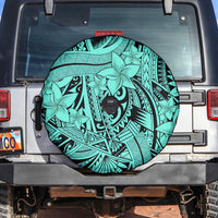 Polynesia Spare Tire Cover Tribal Polynesian Spirit With Teal Pacific Flowers - Wonder Print Shop