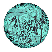 Polynesia Spare Tire Cover Tribal Polynesian Spirit With Teal Pacific Flowers - Wonder Print Shop