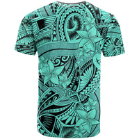 Polynesia T Shirt Tribal Polynesian Spirit With Teal Pacific Flowers - Wonder Print Shop