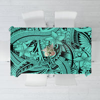 Polynesia Tablecloth Tribal Polynesian Spirit With Teal Pacific Flowers - Wonder Print Shop