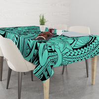 Polynesia Tablecloth Tribal Polynesian Spirit With Teal Pacific Flowers - Wonder Print Shop