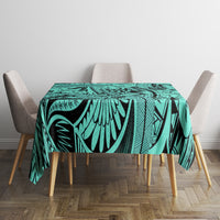 Polynesia Tablecloth Tribal Polynesian Spirit With Teal Pacific Flowers - Wonder Print Shop