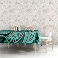 Polynesia Tablecloth Tribal Polynesian Spirit With Teal Pacific Flowers - Wonder Print Shop