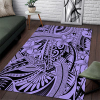 Polynesia Area Rug Tribal Polynesian Spirit With Violet Pacific Flowers LT9 - Wonder Print Shop