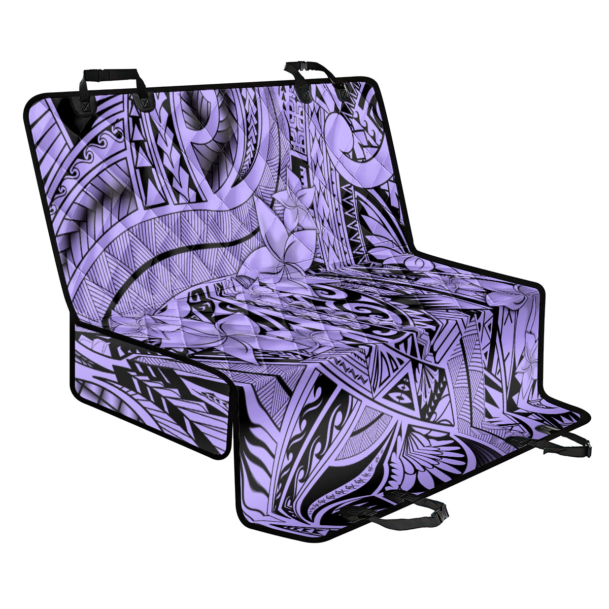 Polynesia Back Car Seat Cover Tribal Polynesian Spirit With Violet Pacific Flowers LT9 - Wonder Print Shop