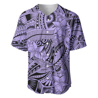 Polynesia Baseball Jersey Tribal Polynesian Spirit With Violet Pacific Flowers LT9 - Wonder Print Shop