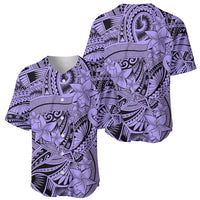 Polynesia Baseball Jersey Tribal Polynesian Spirit With Violet Pacific Flowers LT9 - Wonder Print Shop
