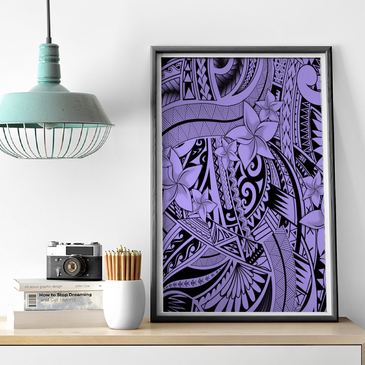 Polynesia Canvas Wall Art Tribal Polynesian Spirit With Violet Pacific Flowers LT9 - Wonder Print Shop