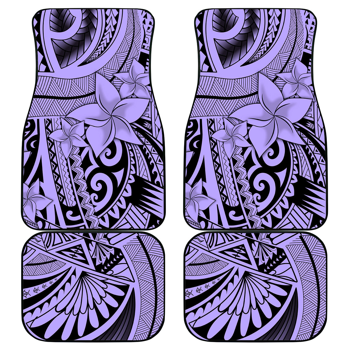 Polynesia Car Mats Tribal Polynesian Spirit With Violet Pacific Flowers LT9 - Wonder Print Shop