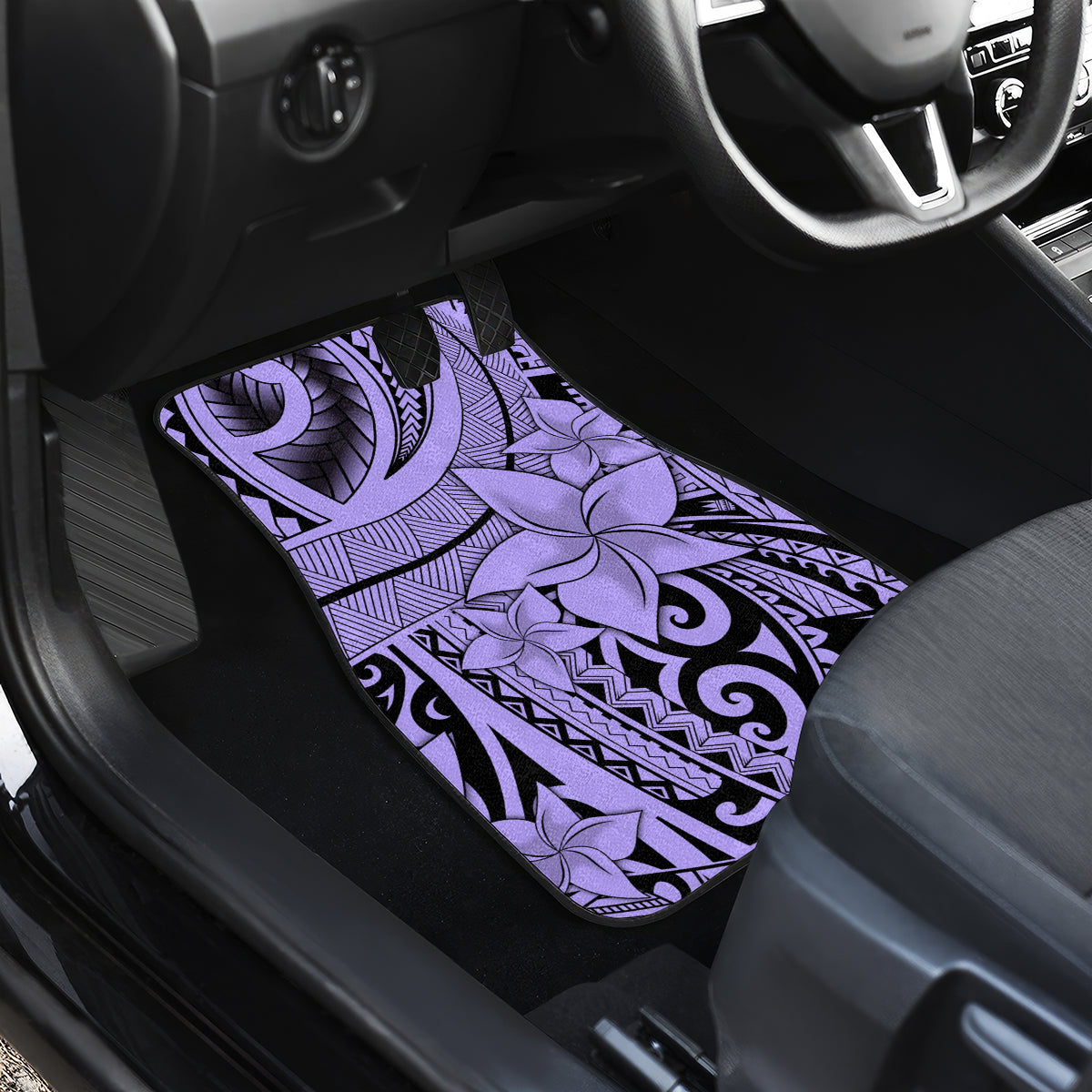 Polynesia Car Mats Tribal Polynesian Spirit With Violet Pacific Flowers LT9 - Wonder Print Shop