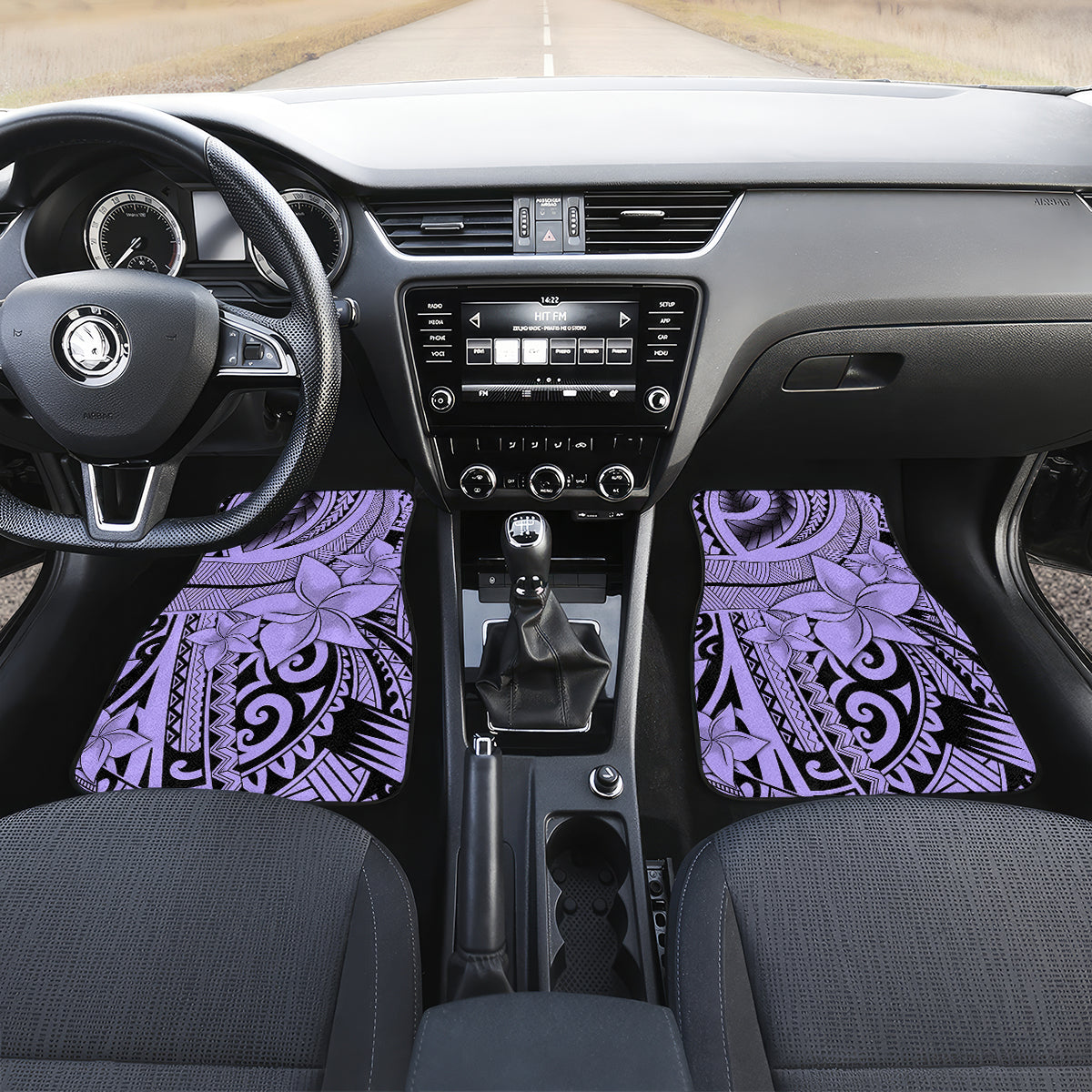 Polynesia Car Mats Tribal Polynesian Spirit With Violet Pacific Flowers LT9 - Wonder Print Shop